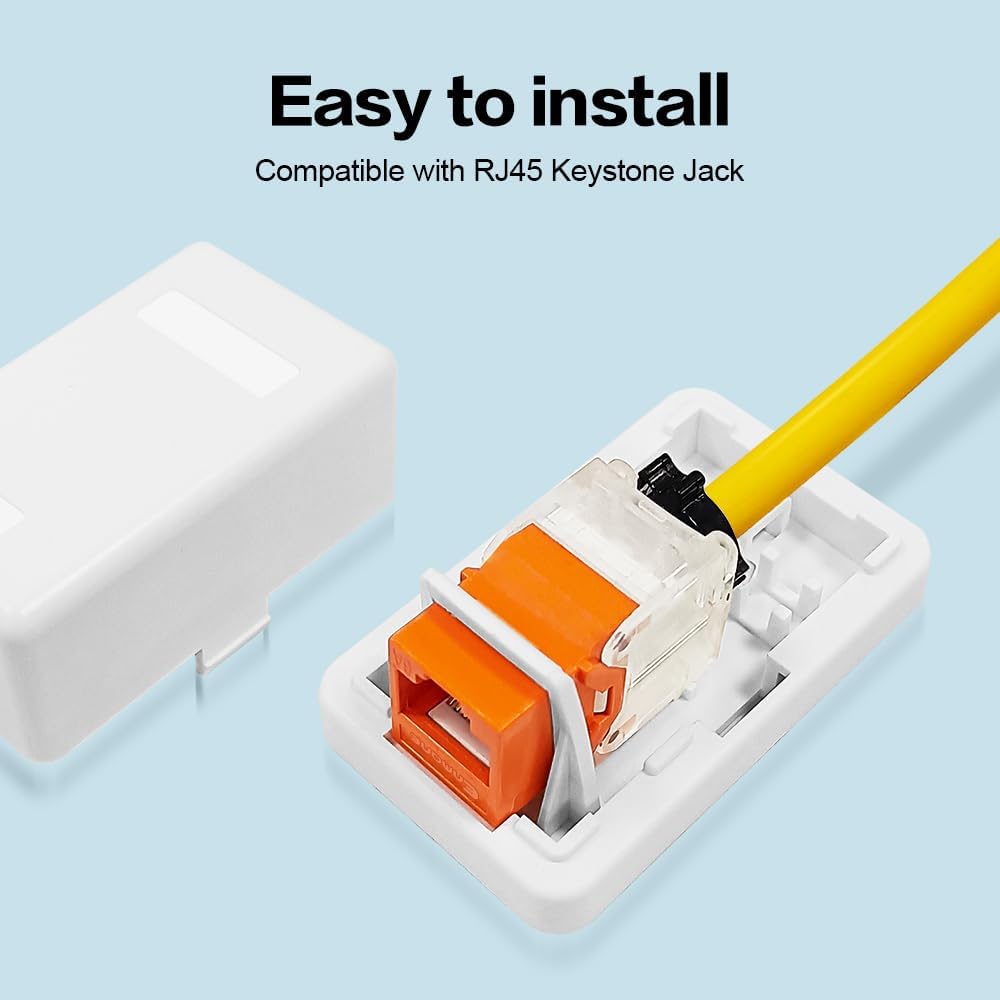 1 Port Keystone Jack Surface Desk Mount/Wall Mount Box 5-Pack White