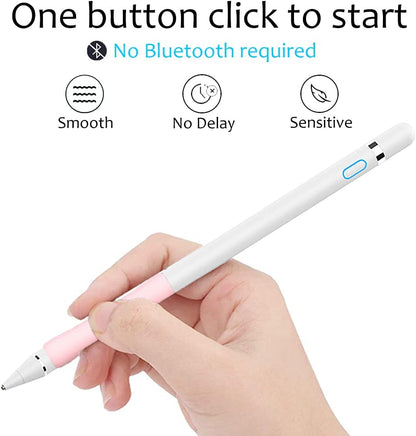 Stylus Pen for iPad, DOGAIN Stylus Pen for Touchscreen with Pink Grip, Digital Active Fine Point Pen for Drawing/Writing/Playing, iPad Pencil Compatible with iOS/Android and Other Tablets