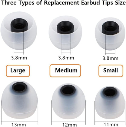 Earbud Silicone Ear Tips Replacement Earbuds Gels for Popular In-Ear Headphones Other Inner Hole 3.8mm - 5.1mm 9 Pairs S/M/L