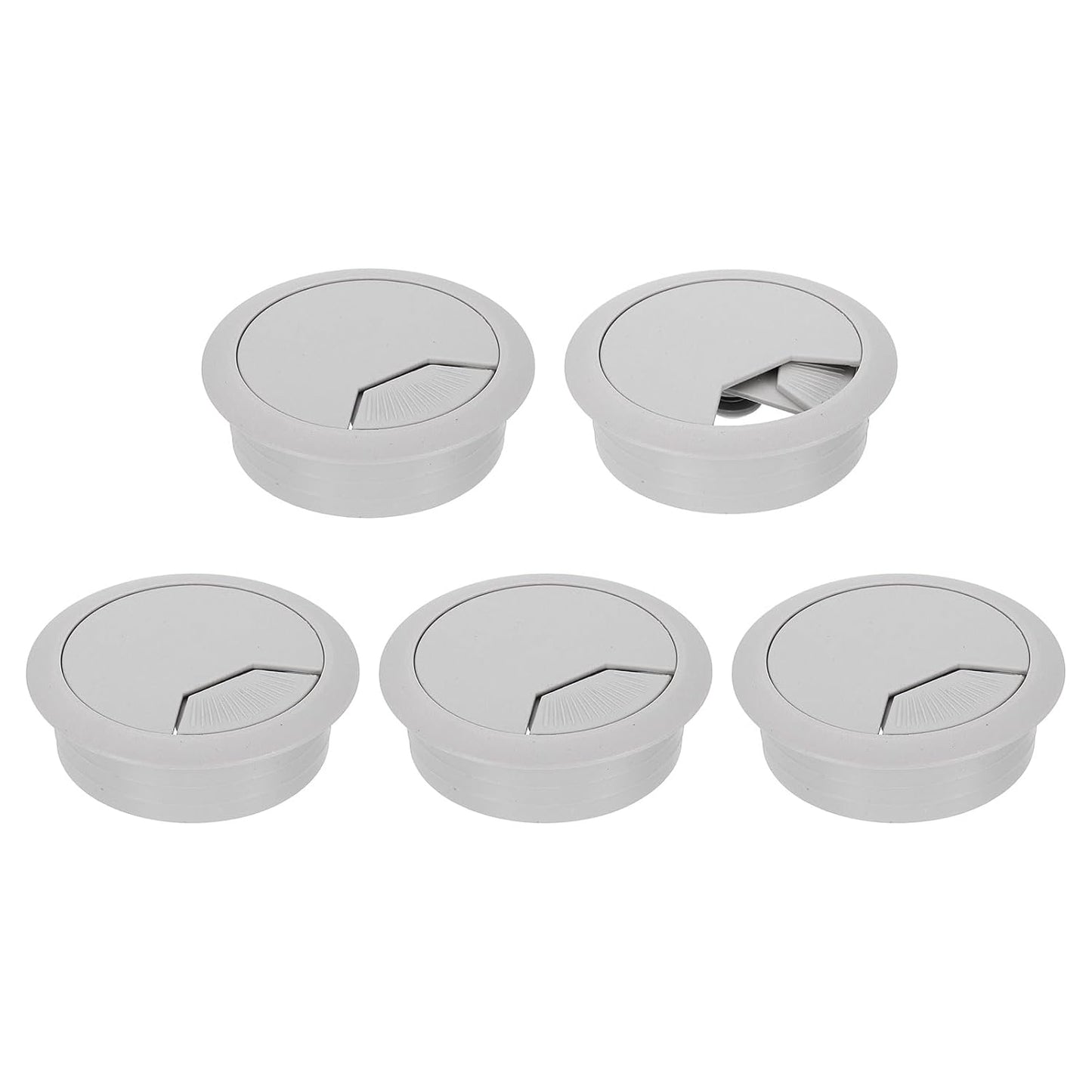uxcell 5 Pcs 50mm (1.97 Inch) Desk Grommet, Plastic Cable Hole Cover, Wire Cord Cable Organizer for Home Office Computer Desk Cabinet, Gray