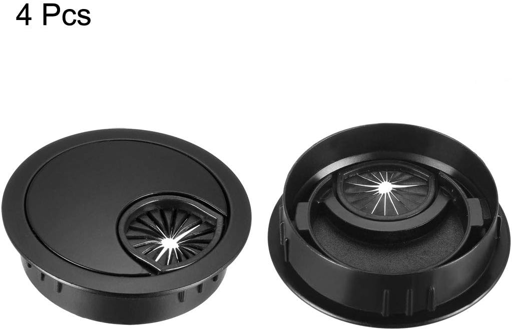 uxcell Cable Hole Cover, 2Inch/50mm Zinc Alloy Desk Wire Cord Cable Grommets Hole Cover for Office PC Desk Cable Cord Organizer, 4Pcs Black