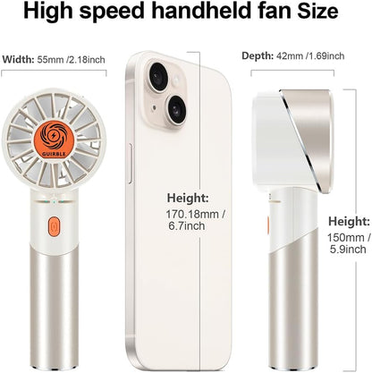 Handheld Fan,Portable Turbo Fan,Powerful Personal Fan(7000rpm High-Speed Motor,Battery Work 3-16 H),USB Rechargeable Mini Handheld Fan for Travel/Outdoor/Gift/Makeup (Beige)