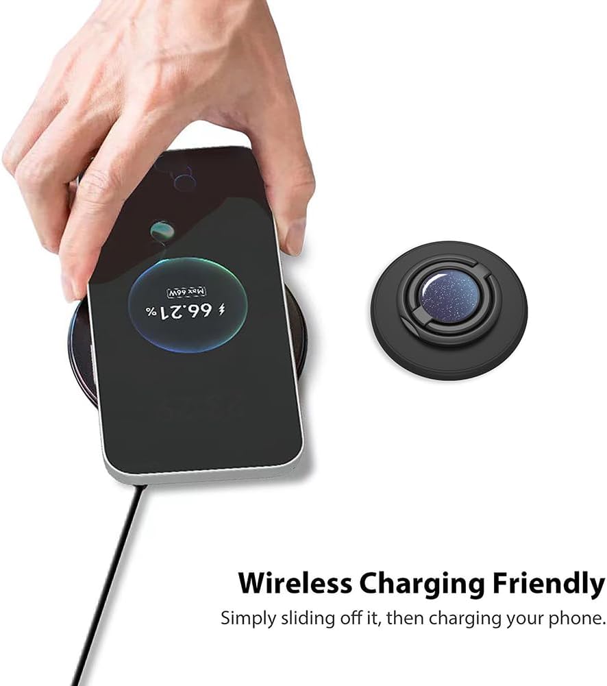 Magnetic Phone Grip Compatible with MagSafe, Magnetic Phone Ring Holder Finger Kickstand Wireless Charging Compatible, Double Cell Phone Rings Gripper Stand for MagSafe iPhone - Sparkle Blue