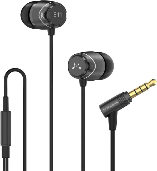 SoundMAGIC E11 Wired Earbuds No Microphone HiFi Stereo Earphones Noise Isolating in Ear Headphones Powerful Bass Tangle Free Cord Black