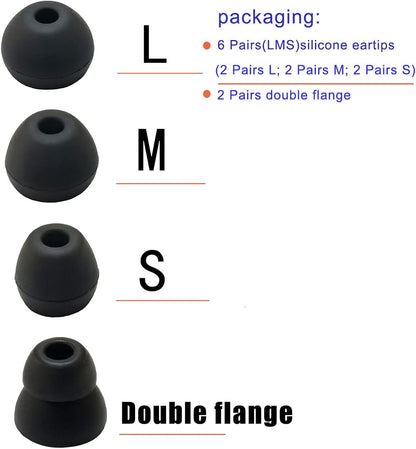 Silicone Earbuds Tips for Powerbeats Pro & 2/3 Replacement Eartips 8 Pairs L/M/S Double Flange Rubber Ear Tips