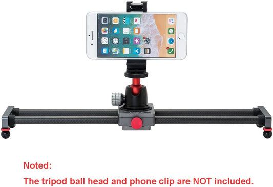 16 inches/40cm Mini Table Top Video Camera Slider Carbon Fiber Rail Rods for Smartphone iPhone Samsung DSLR Sony Canon Nikon Loading up to 11 lbs /5Kgs