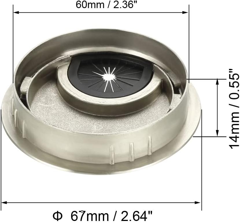 uxcell Cable Hole Cover, 2.4Inch/60mm Zinc Alloy Desk Wire Cord Cable Grommets Hole Cover for Office PC Desk Cable Cord Organizer, 4Pcs Wire Drawing Silver