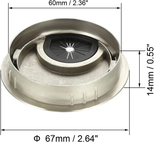 uxcell Cable Hole Cover, 2.4Inch/60mm Zinc Alloy Desk Wire Cord Cable Grommets Hole Cover for Office PC Desk Cable Cord Organizer, 4Pcs Wire Drawing Silver