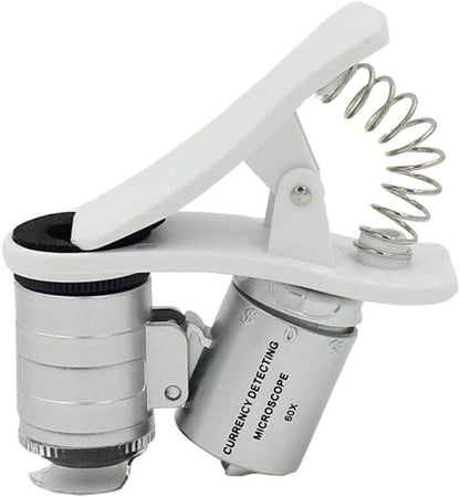 1Pcs Universal Led Clip Mobile Phone Microscope Magnifier Micro-Lens 60X Optical Zoom Telescope Camera Lens