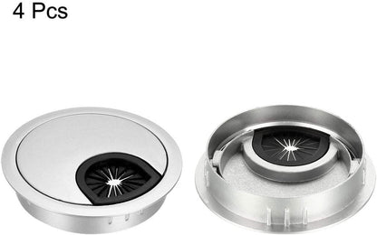 uxcell Cable Hole Cover, 2.4Inch/60mm Zinc Alloy Desk Wire Cord Cable Grommets Hole Cover for Office PC Desk Cable Cord Organizer, 4Pcs Silver Tone