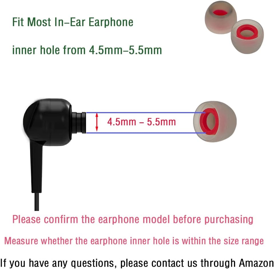 10 Pairs Small Earbud Tips Replacement Ear Tips for in- Ear Headphones Ear Bud Covers Silicone Earbuds Rubber Tips (Clear Red)