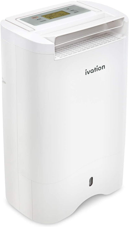Ivation 19 Pint Small-Area Desiccant Dehumidifier Compact and Quiet - with Continuous Drain Hose for Smaller Spaces, Bathroom, Attic, Crawlspace and Closets - for Spaces Up to 410 Sq Ft