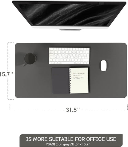 YSAGi Non-Slip Leather Desk Pad, Waterproof Laptop Computer Desk Keyboard Mat, Table Protector Blotter Mat, Large Mouse Pad for Office/Work/Home/Decor(Dark Gray, 31.5" x 15.7")