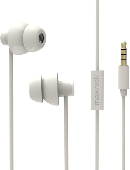 MAXROCK Sleeping Headphones, in-Ear Soundproof Earplug Soft Earbuds with Mic Noise Cancelling Sleep Earphones Earpods for Side Sleeper, Insomnia, Snoring, Air Travel, Bedtime Listening… (White)