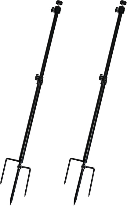 Trail Camera Mount,Height Adjustable (15.7"-28.3") & 360° Rotating Stake,Dual-Mode Base for Soft/Hard Ground Post,Game Cam Stand with 1/4"-20 Thread, Metal pole for Solar Panels,Hunting,Wildlife.2Pcs