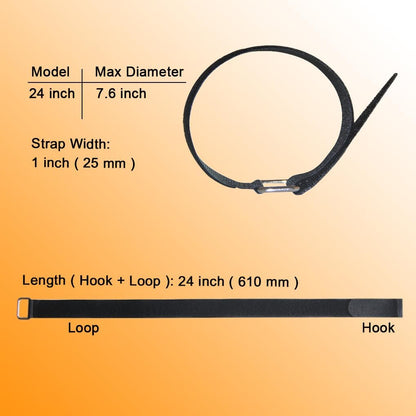 24 inch Hook and Loop Cable Strap - Reusable Fastening Strap - 12 PACK 1 inch Wide Nylon Cable Cinch Wrap