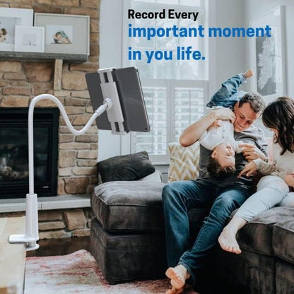 LEVO Clamping Gooseneck Phone and Tablet Mount Holder with Flexible Long Arm – Ideal for Desk, Office, Bedside, Headboard, Kitchen Counter, Boat, RV, and More - White