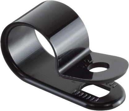 GTSE Black Nylon Plastic Cable Clamps, 1/2" Screw Mounts for Cable, Rope, Tube Management, 100 Pack