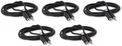 Five Pack of YCS Basics 6 Foot 3.5mm Headphone Extension Cables Male/Female