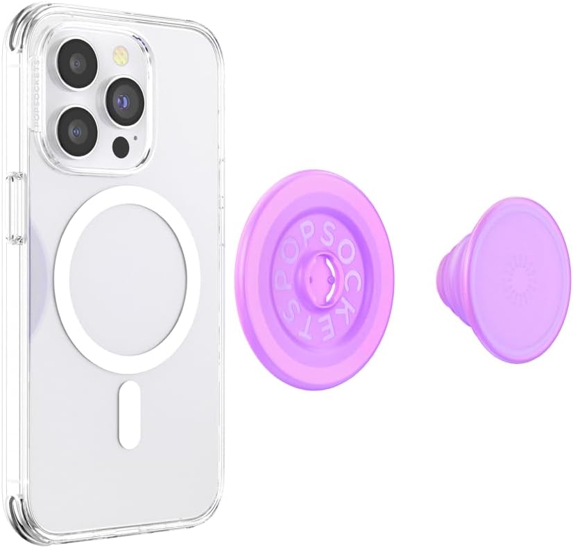 PopSockets Phone Grip for MagSafe with Kickstand, Magnetic Stand, Swappable Top, Secure Hold for iPhone MagSafe Cases, Phone & Tablet Grip, Cute PopSockets - Opalescent Pink
