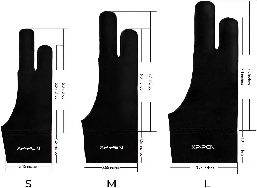 XPPen Professional Artist Glove 2-Fingers Glove for Graphics Drawing Tablet Graphic Monitor Suitable for Right Hand and Left Hand (Size S) Black