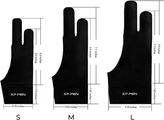 XPPen Professional Artist Glove 2-Fingers Glove for Graphics Drawing Tablet Graphic Monitor Suitable for Right Hand and Left Hand (Size S) Black
