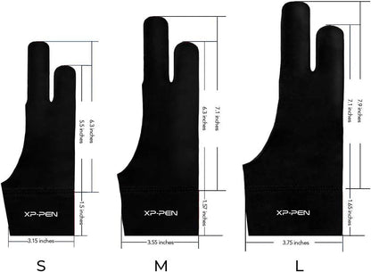 XPPen Artist Drawing Glove 2-Fingers Digital Art Glove for Graphics Drawing Tablet Drawing Glove Right Hand and Left Hand (Size L) Black