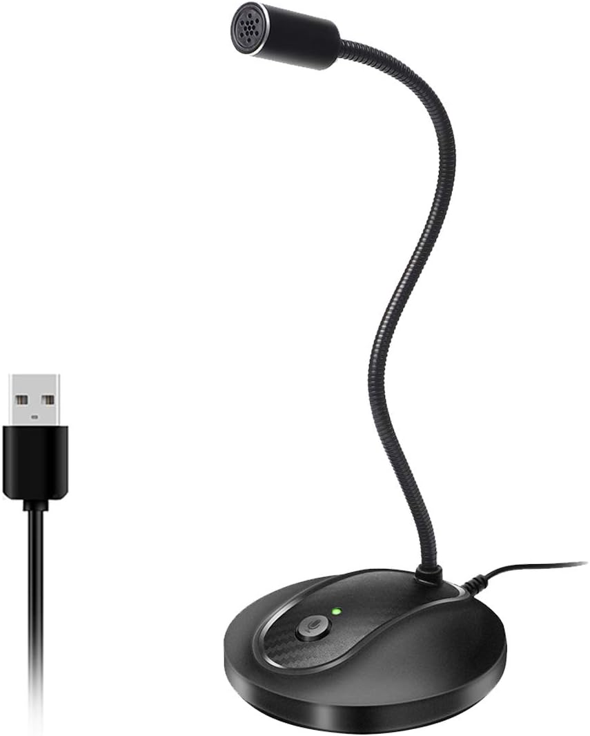JOUNIVO USB Microphone, 360 Degree Adjustable Gooseneck Design, Mute Button & LED Indicator, Noise-Canceling Technology, Plug & Play, Compatible with Windows & MacOS
