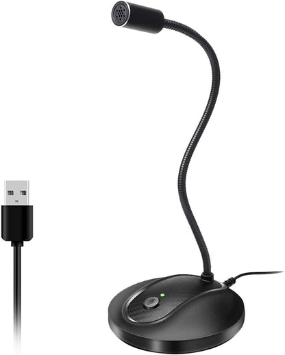 JOUNIVO USB Microphone, 360 Degree Adjustable Gooseneck Design, Mute Button & LED Indicator, Noise-Canceling Technology, Plug & Play, Compatible with Windows & MacOS