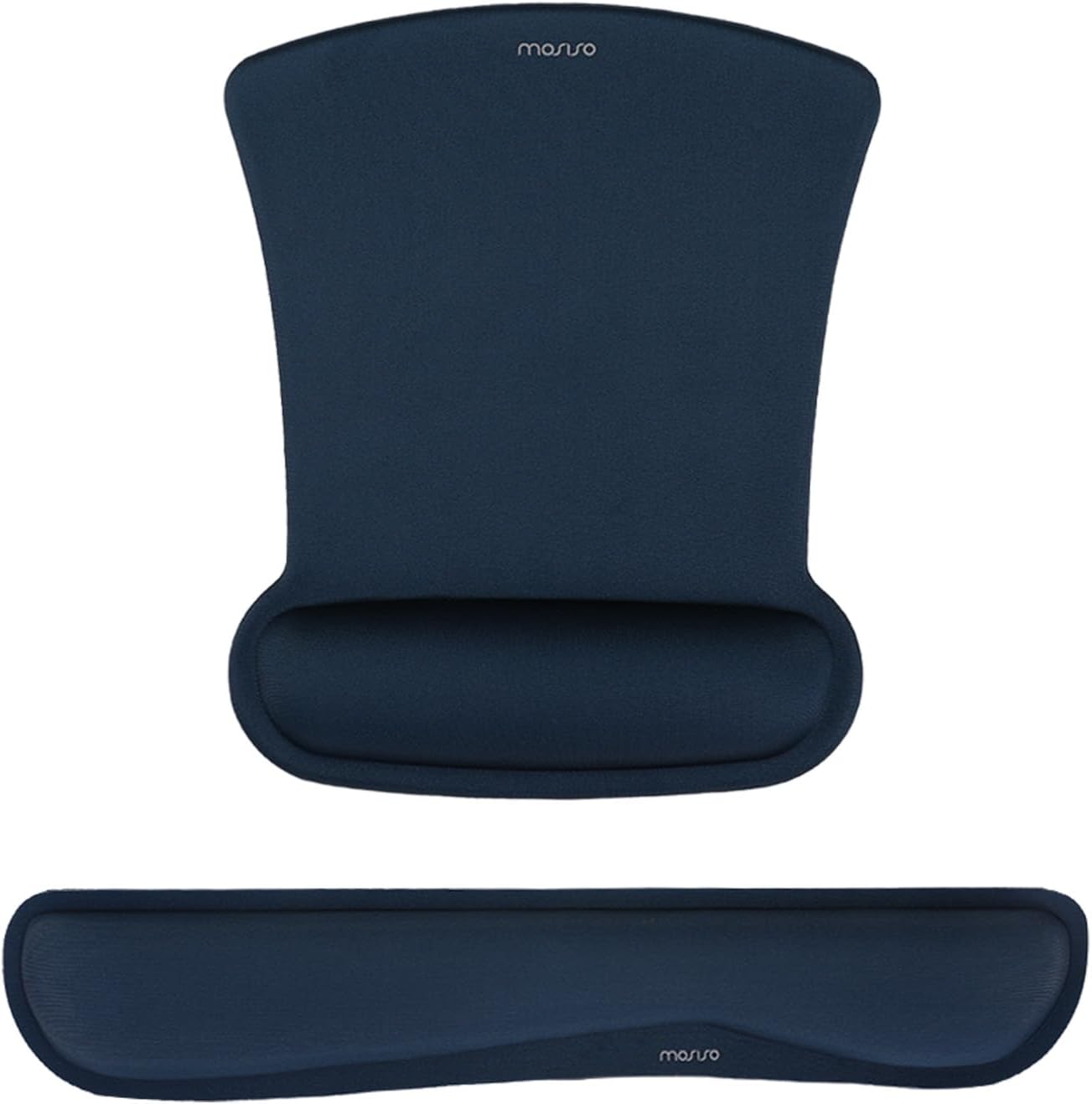 MOSISO Wrist Rest Support for Mouse Pad & Keyboard Set, Ergonomic Mousepad Non-Slip Base Home/Office Pain Relief & Easy Typing Cushion with Neoprene Cloth & Raised Memory Foam, Haze Blue