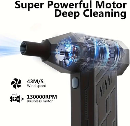 Compressed Air Duster Kit 130,000 RPM Electric Air Duster 4-Gear Adjustable Cordless Air Blower Rechargeable for Computer, Keyboard, House, Outdoor and Car