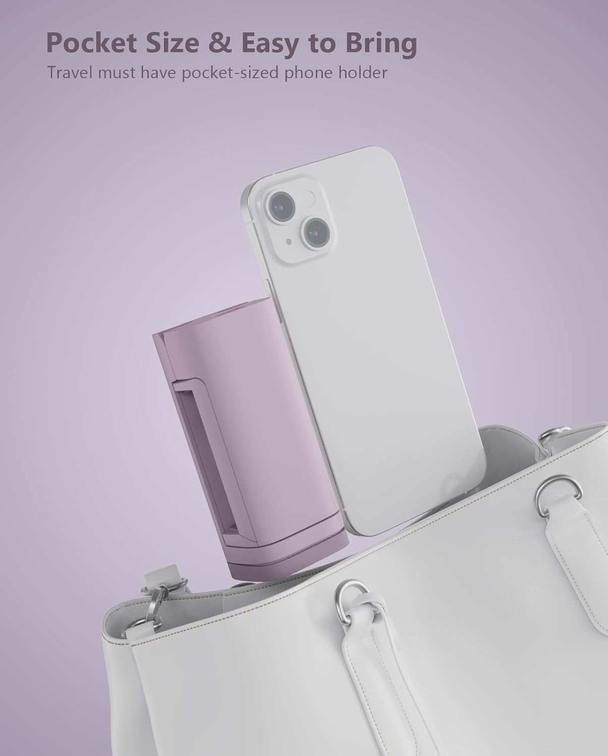 MiiKARE Airplane Travel Essentials Phone Holder, Universal Handsfree Phone Mount for Flying with 360 Degree Rotation, Accessory for Airplane, Travel Must Haves Phone Stand for Desk-Purple&Blue