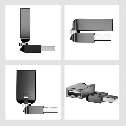 PANPEO 2 Pack USB 90 Degree Adapter, Rotating and Swivel Twist USB 2.0 Type A Male to Type A Female 360 Degre Rotation Adjustable Right Angle Extension Adapter Convertor (Black, AM-FM)