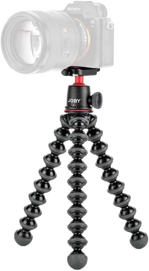 JOBY GorillaPod 3K Kit, Compact Stand 3K and Ballhead for Compact Cameras, Tripod Kit, Travel Tripod for Cameras, Holds Devices up to 6.6lbs, JB91507, Made in Italy, Black/Charcoal