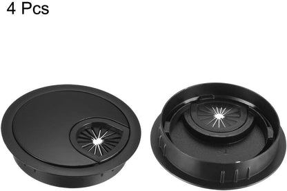 uxcell Cable Hole Cover, 2.4Inch/60mm Zinc Alloy Desk Wire Cord Cable Grommets Hole Cover for Office PC Desk Cable Cord Organizer, 4Pcs Black