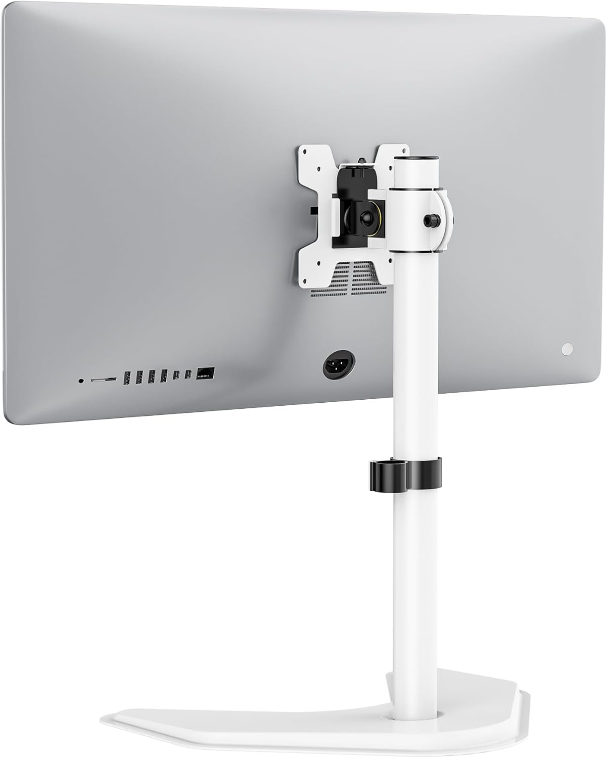 WALI Single Monitor Stand, Free Standing Desk Stand with Mounting Holes 75 to 100, Fully Adjustable Mount Fits One Screen up to 32 inch (MF001-W), White
