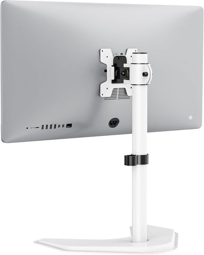 WALI Single Monitor Stand, Free Standing Desk Stand with Mounting Holes 75 to 100, Fully Adjustable Mount Fits One Screen up to 32 inch (MF001-W), White