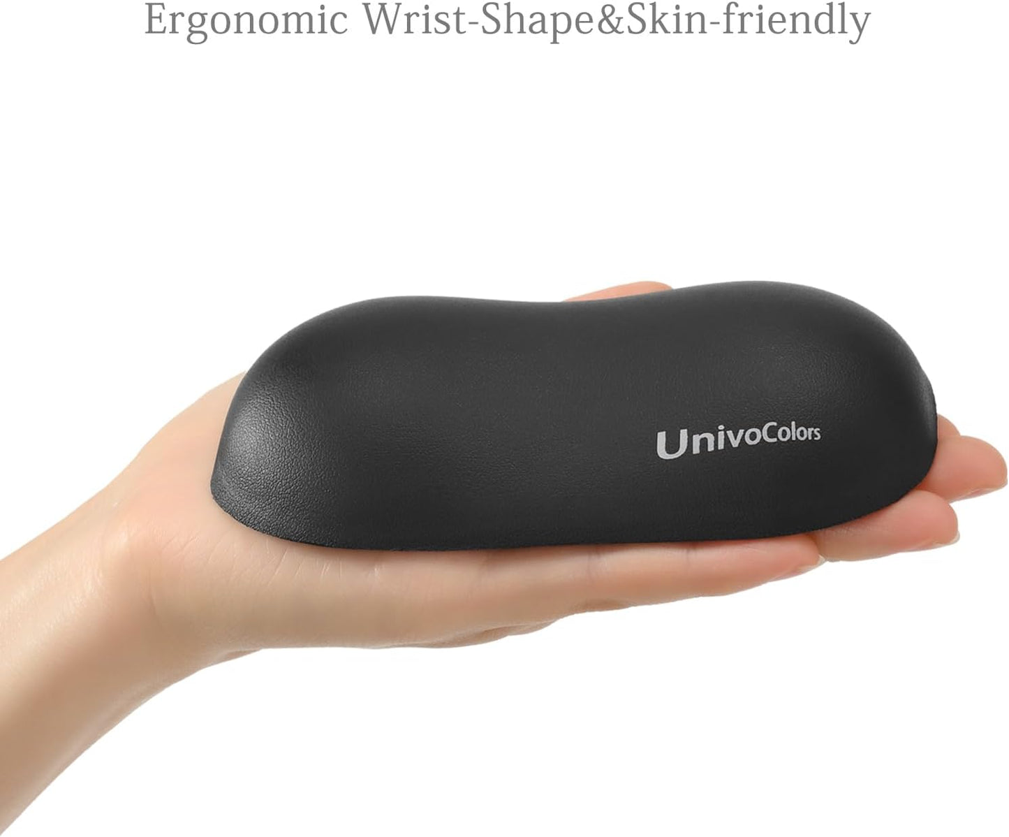 UnivoColors Design-Wave Wrist Rest, Artificial Sheepskin+Memory Foam+Ergonomic+Anti-Slip Gel, Resilience Support During Work and Gaming,Mouse Accessory,Black