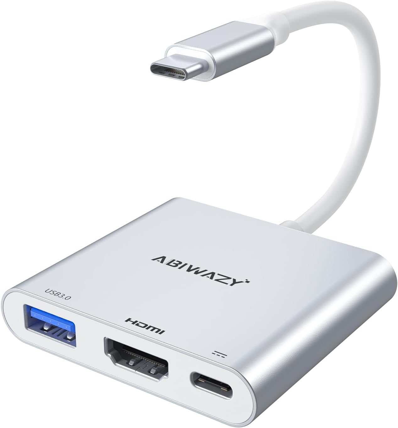 USB C to HDMI Adapter, 4K HDMI to USB-C Multiport Hub Adapter with 100W PD & USBA 3.0 Port, Type C Digital AV Converter for iPad Pro,MacBook Pro/Air,iPhone 15/16,Switch,TV, Monitor and More(Silver)