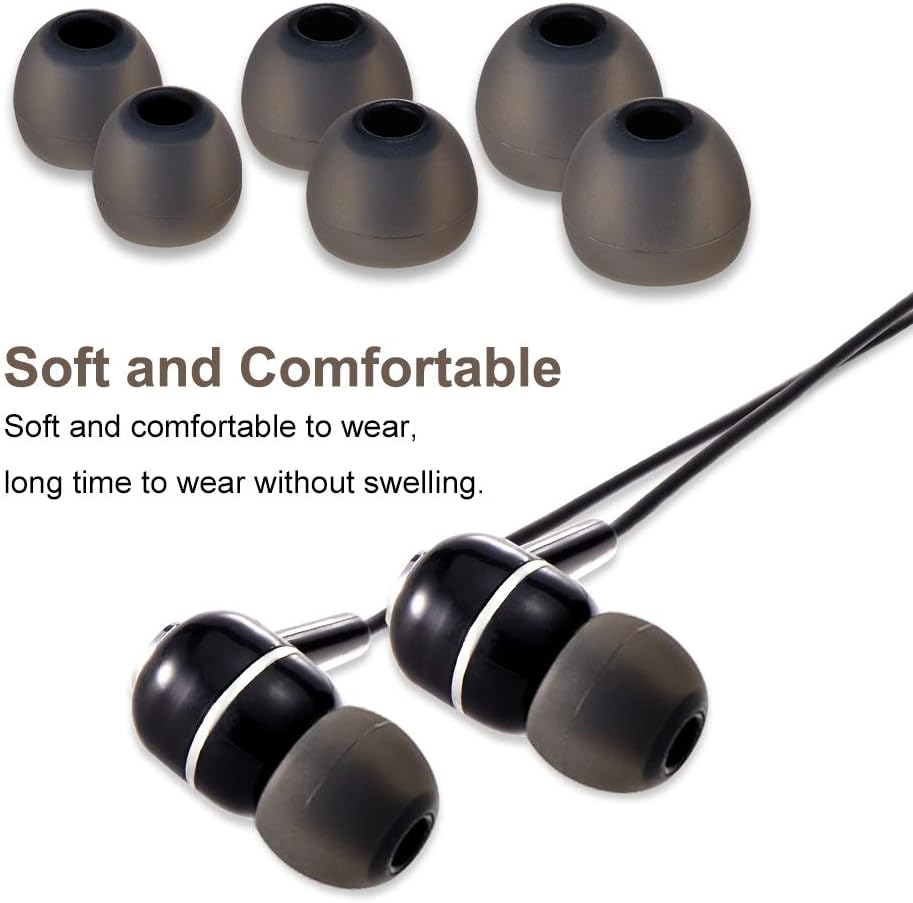 Earbud Tips Soft Silicone Earbuds Replacement Tips Fit for in-Ear Headphones(Inner Hole from 3.8mm -4.2mm Earphones) 9 Pairs S/M/L,Black
