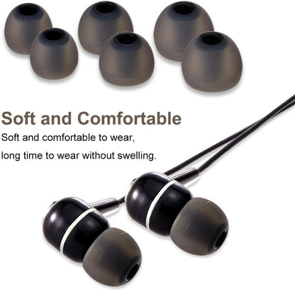 Earbud Tips Soft Silicone Earbuds Replacement Tips Fit for in-Ear Headphones(Inner Hole from 3.8mm -4.2mm Earphones) 9 Pairs S/M/L,Black