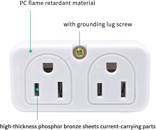 SYCON Adapter Outlet Extender, 2-Prong Mini Wall Plug, Multi Outlet Splitter with 4 Outlets