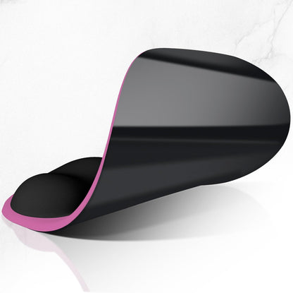 ITNRSIIET Ergonomic Mouse Pad, Cushioned Gel Wrist Rest, Non-Slip Base, Smooth Surface, Cute Multi-Color, 9.5 x 8.2 in, Black-Pink Contrast