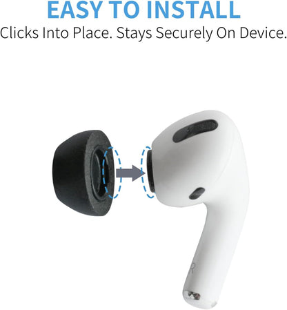 Comply Memory Foam Replacement Earbud Tips for Apple AirPods Pro 1 & 2 | Ultimate Comfort, Secure Fit, Superior Noise Isolation | Anti Slip, Prevent From Falling Out | Black (S/M/L) (3 Pairs)
