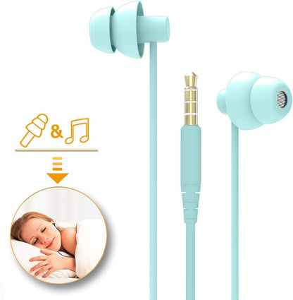 MAXROCK (TM Total Soft Silicon Headphones with Mic Sleep Travel Choice for Cellphones Tablets and 3.5mm Jack (Light Green)