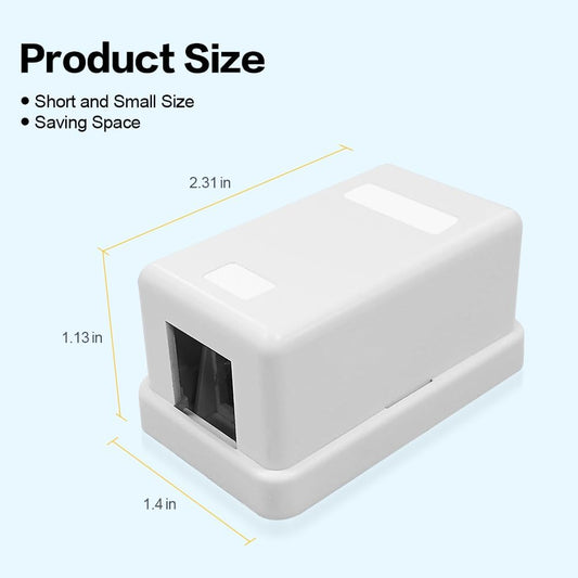 1 Port Keystone Jack Surface Desk Mount/Wall Mount Box 5-Pack White