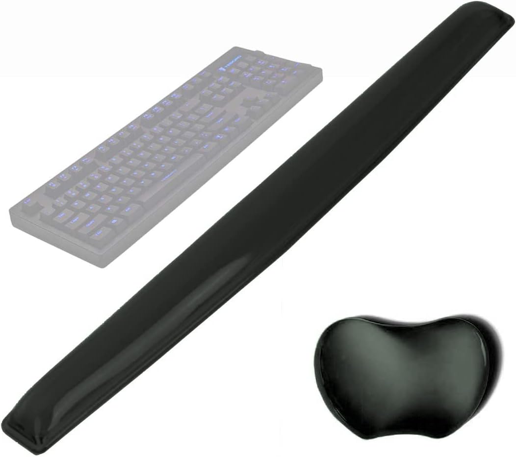 Gel Keyboard Wrist Rest Set Plus - ABRONDA Keyboard & Mouse Wrist Support Pad Office, Computer, Laptop, Mac - Durable, Comfortable and Pain Relief- Black Set