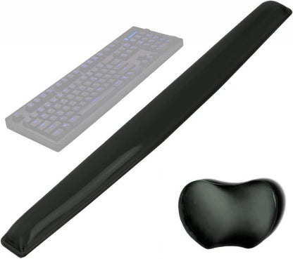 Gel Keyboard Wrist Rest Set Plus - ABRONDA Keyboard & Mouse Wrist Support Pad Office, Computer, Laptop, Mac - Durable, Comfortable and Pain Relief- Black Set