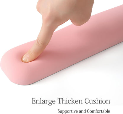 UnivoColors Design-Wave Keyboard Wrist Rest, Artificial Sheepskin+Memory Foam+Ergonomic+Anti-Slip Gel, Resilience Support During Work and Gaming,Keyboard Accessory,Pink