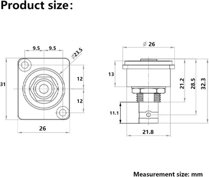 PENGLIN 2PCS BNC D Series Panel-Mount Connector, BNC Female to Female Adapter Bulkhead Connector, Coaxial Extension Coupler for Custom Communication & Surveillance Systems (Pack of 2)